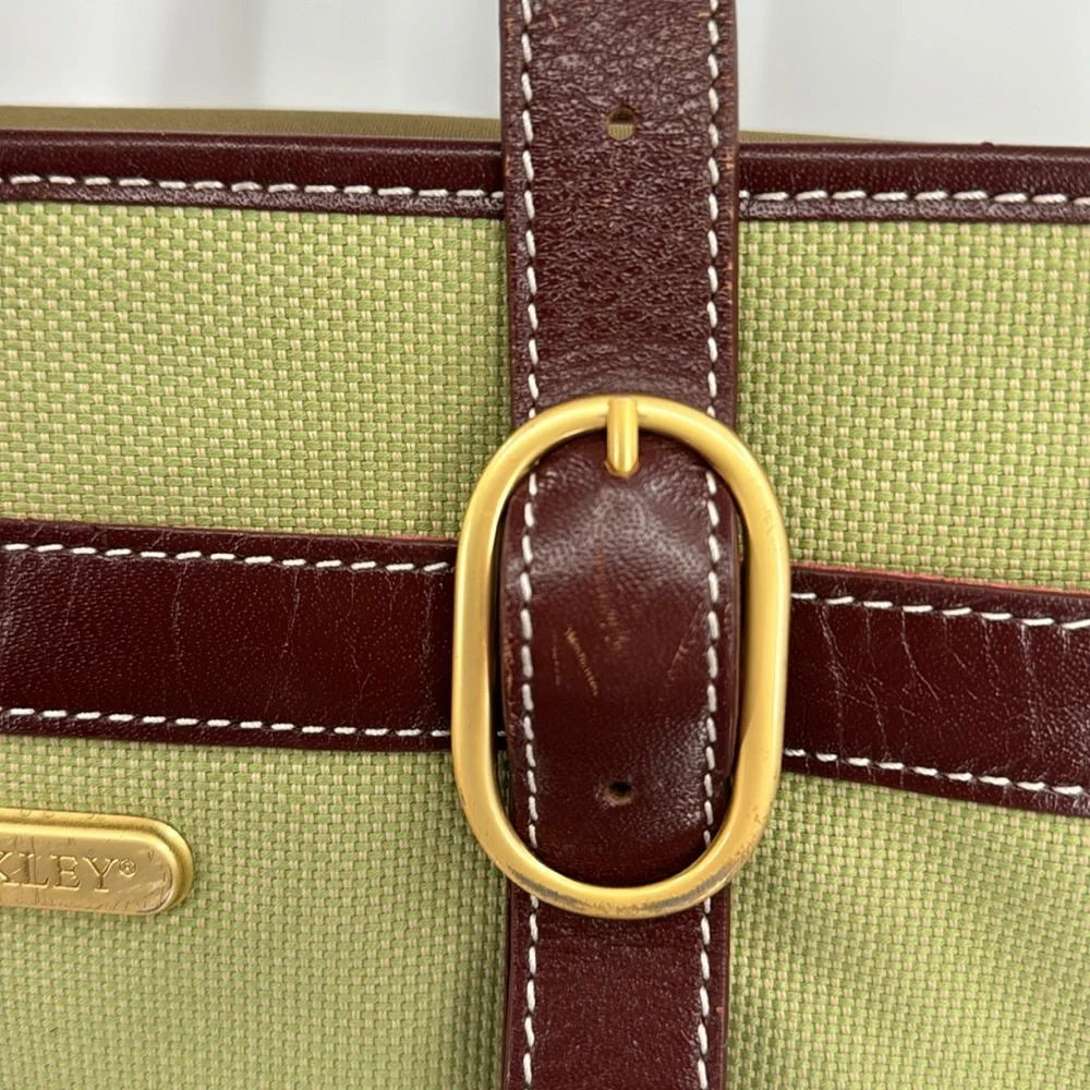 Coakley Laptop Bag green and brown leather